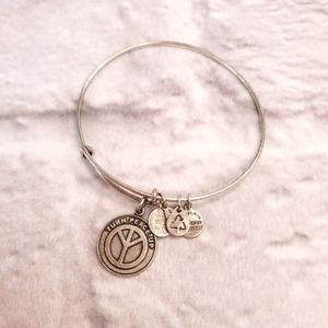 Alex and Ani + energy turn peace up bracelet silver peace sign
